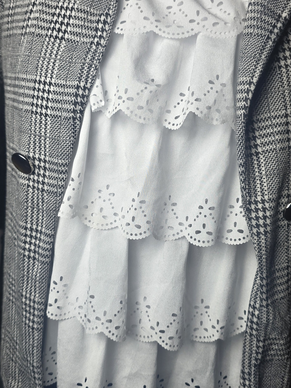 White Tiered Eyelet Cotton Skirt - Women's